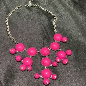 Vintage Tiered Hot Pink Azalea Bubble Bauble Dangle Bib Necklace